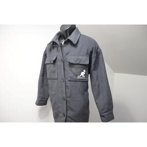 Kangol Shacket Black Button Up Over Jacket Insulated Black Womens Sz Small Long